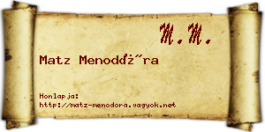 Matz Menodóra névjegykártya
